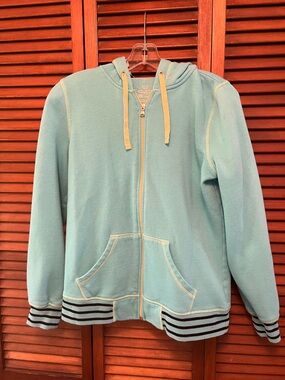 made for life Aqua Zip Hoodie with Striped Hem